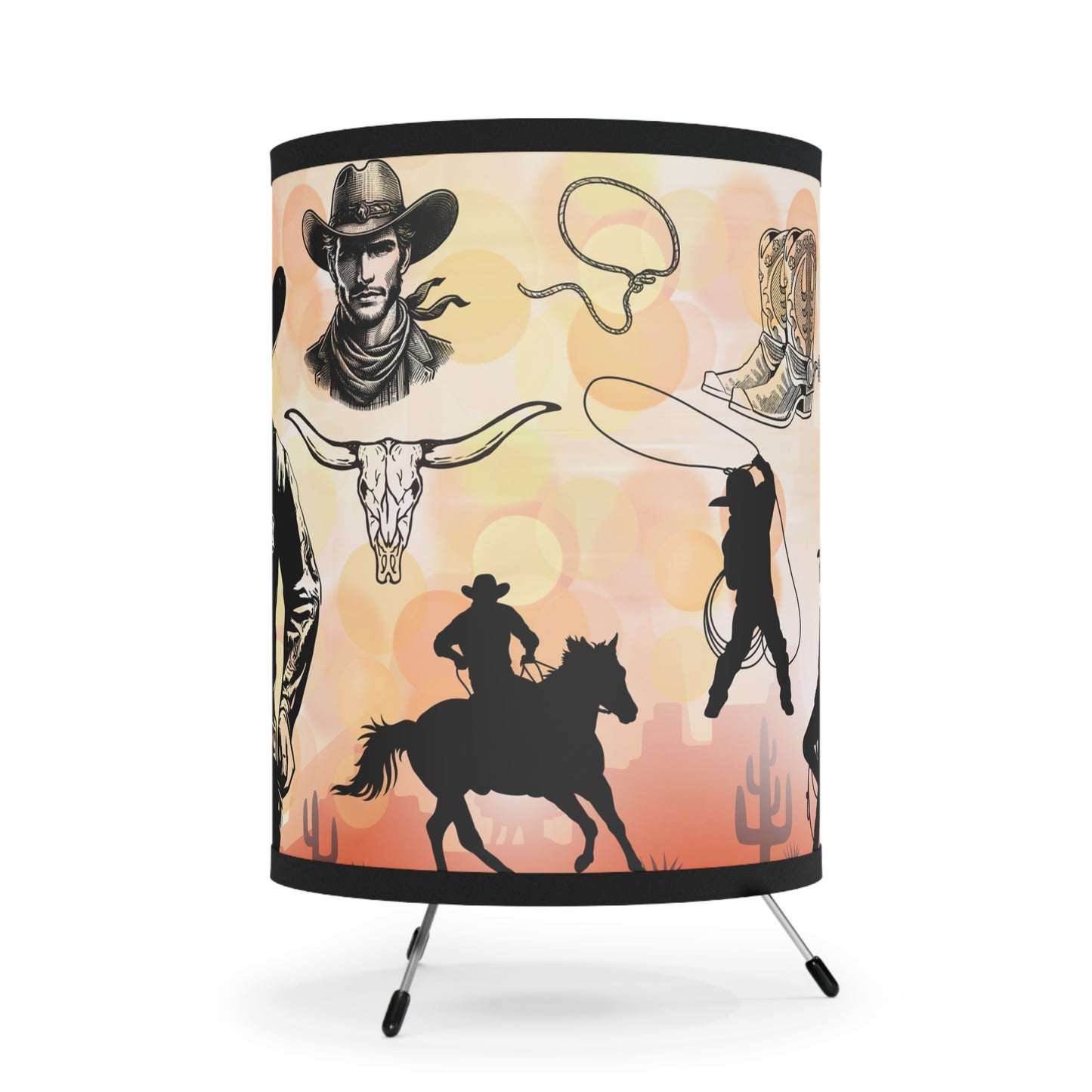 Cowboy Country Tripod Lamp with High-Res Printed Shade, US\CA plug