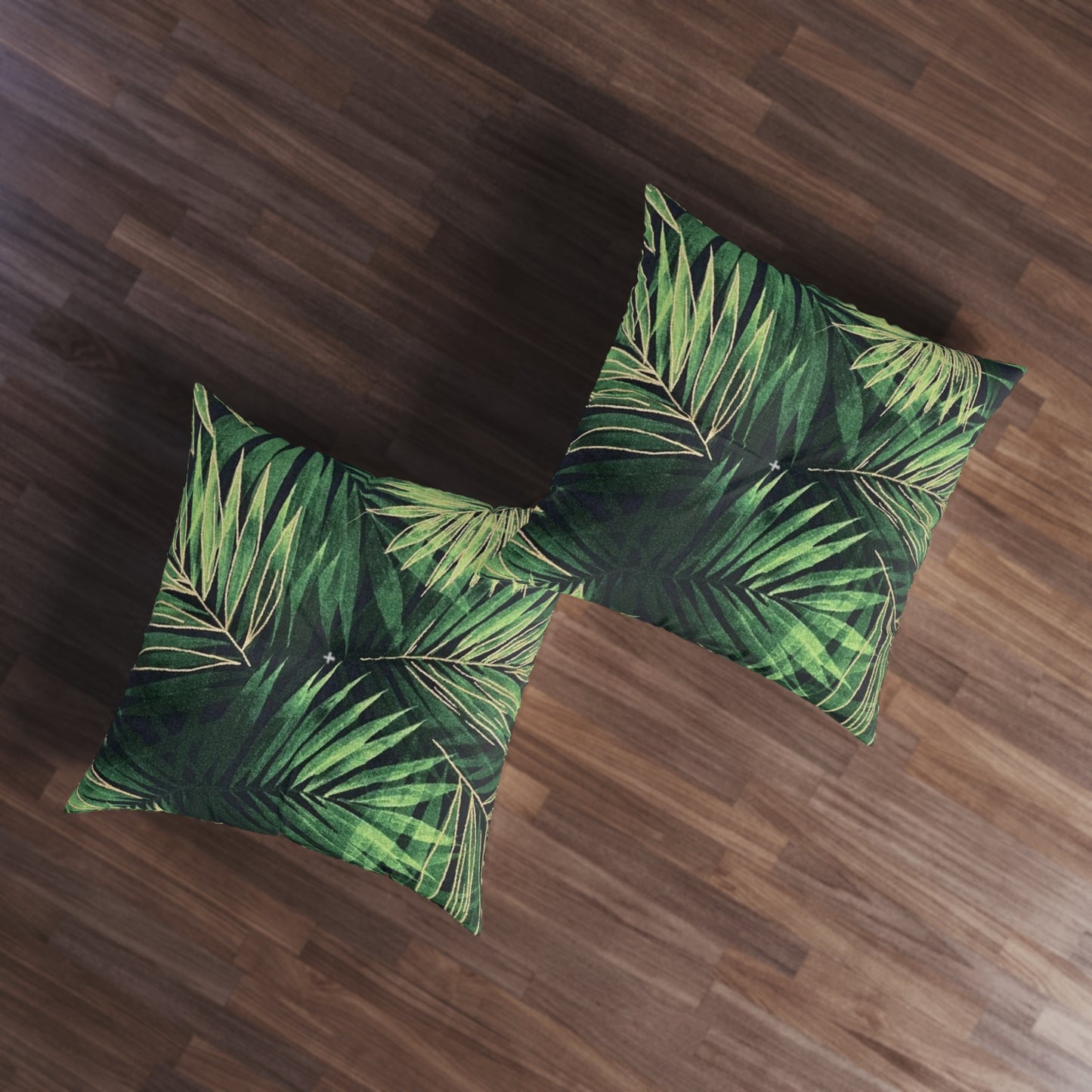 Tufted Floor Pillow, Square Palm Leaves