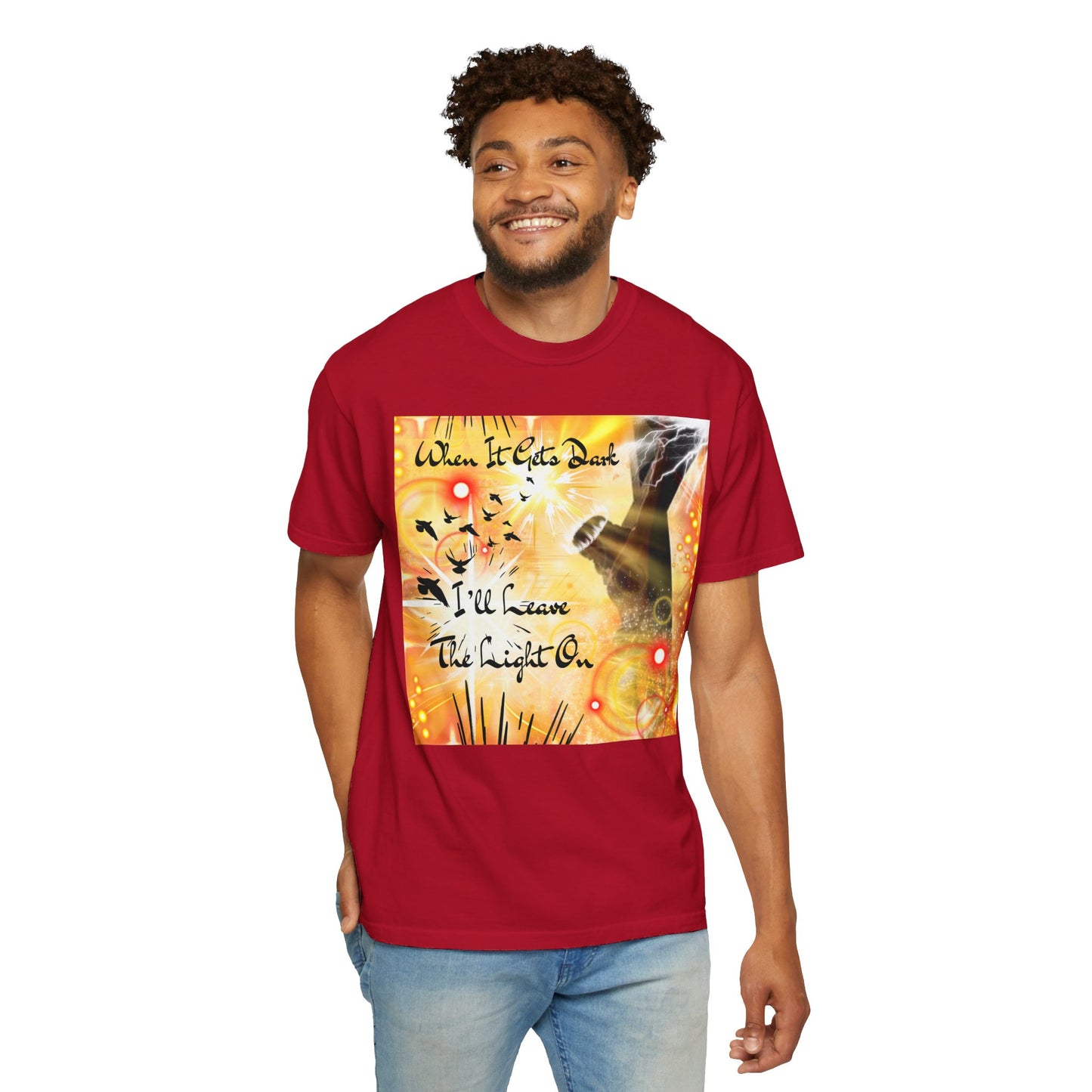 Leave The Light On Unisex Garment-Dyed T-shirt