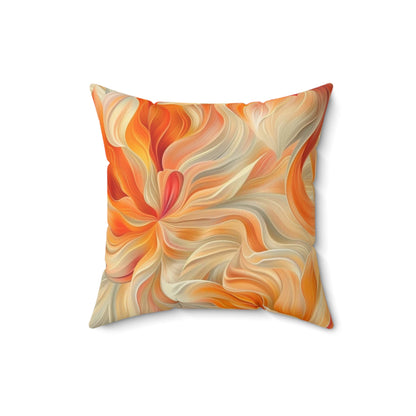 Spun Polyester Square Pillow Orange Floral