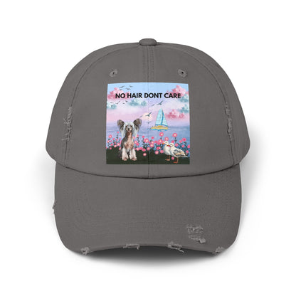 No Hair Don't Care Unisex Distressed Cap