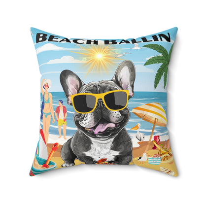 Beach Ballin Spun Polyester Square Pillow