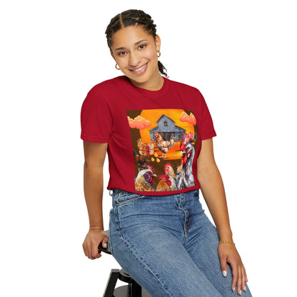 Chickens At Sunset Unisex Garment-Dyed T-shirt