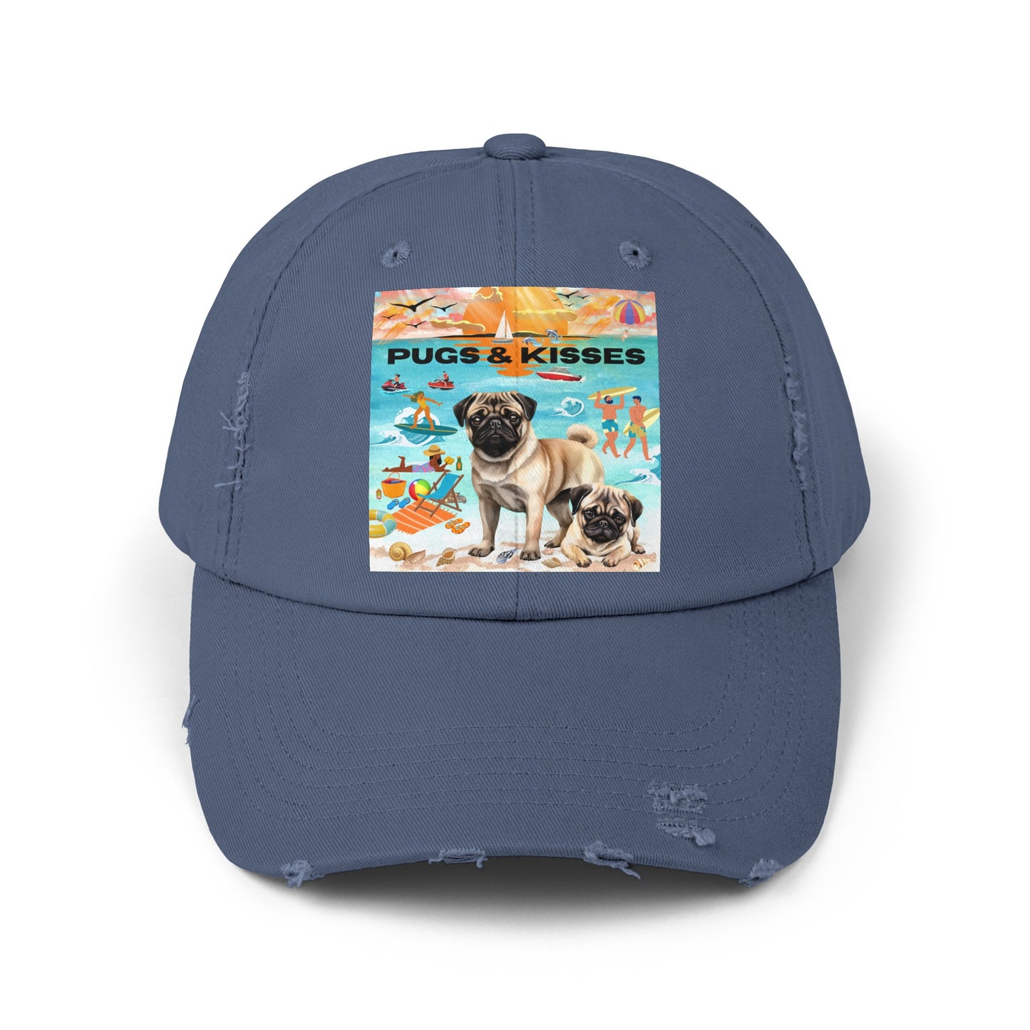 Pugs & Kisses Unisex Distressed Cap