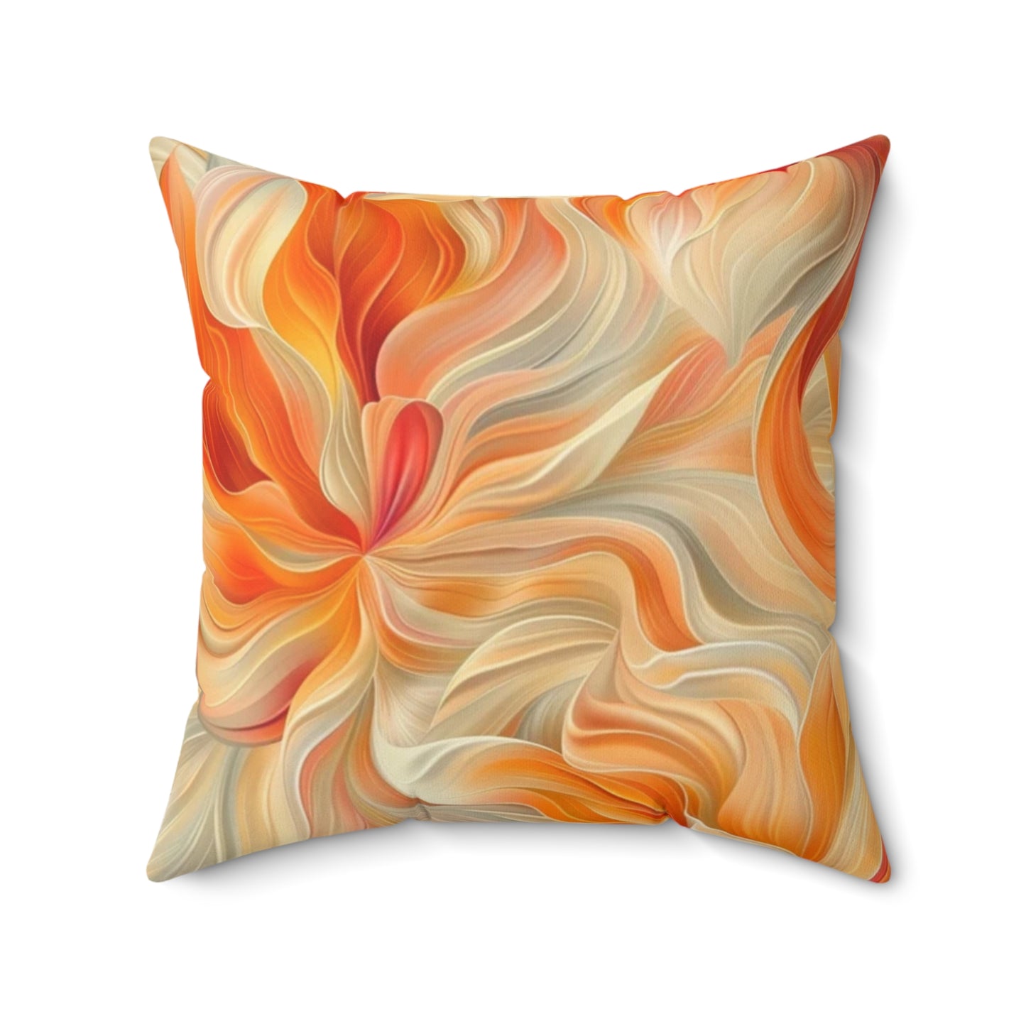 Spun Polyester Square Pillow Orange Floral