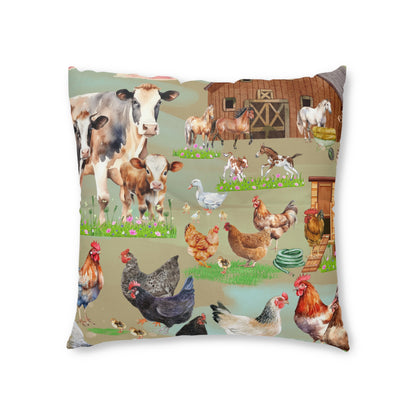 Springtime At The Barnyard Tufted Floor Pillow, Square