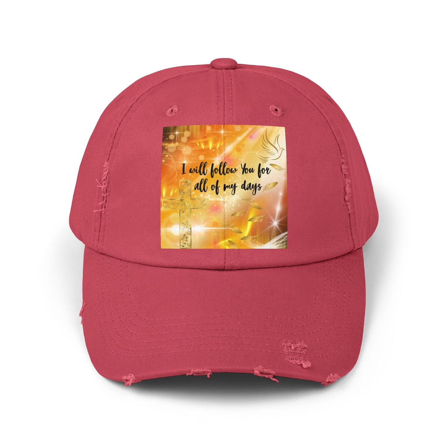 I Will Follow You Unisex Distressed Cap