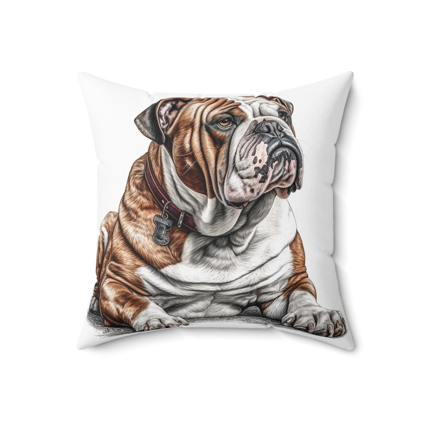 Spun Polyester Square Pillow English Bulldog 2