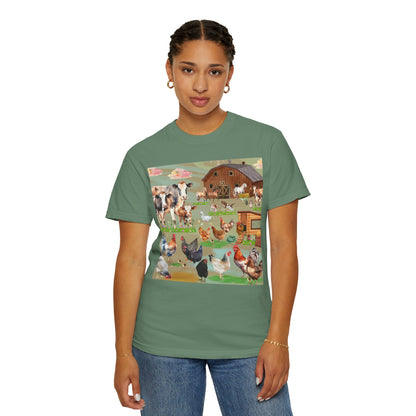 Springtime At The Barnyard Unisex Garment-Dyed T-shirt