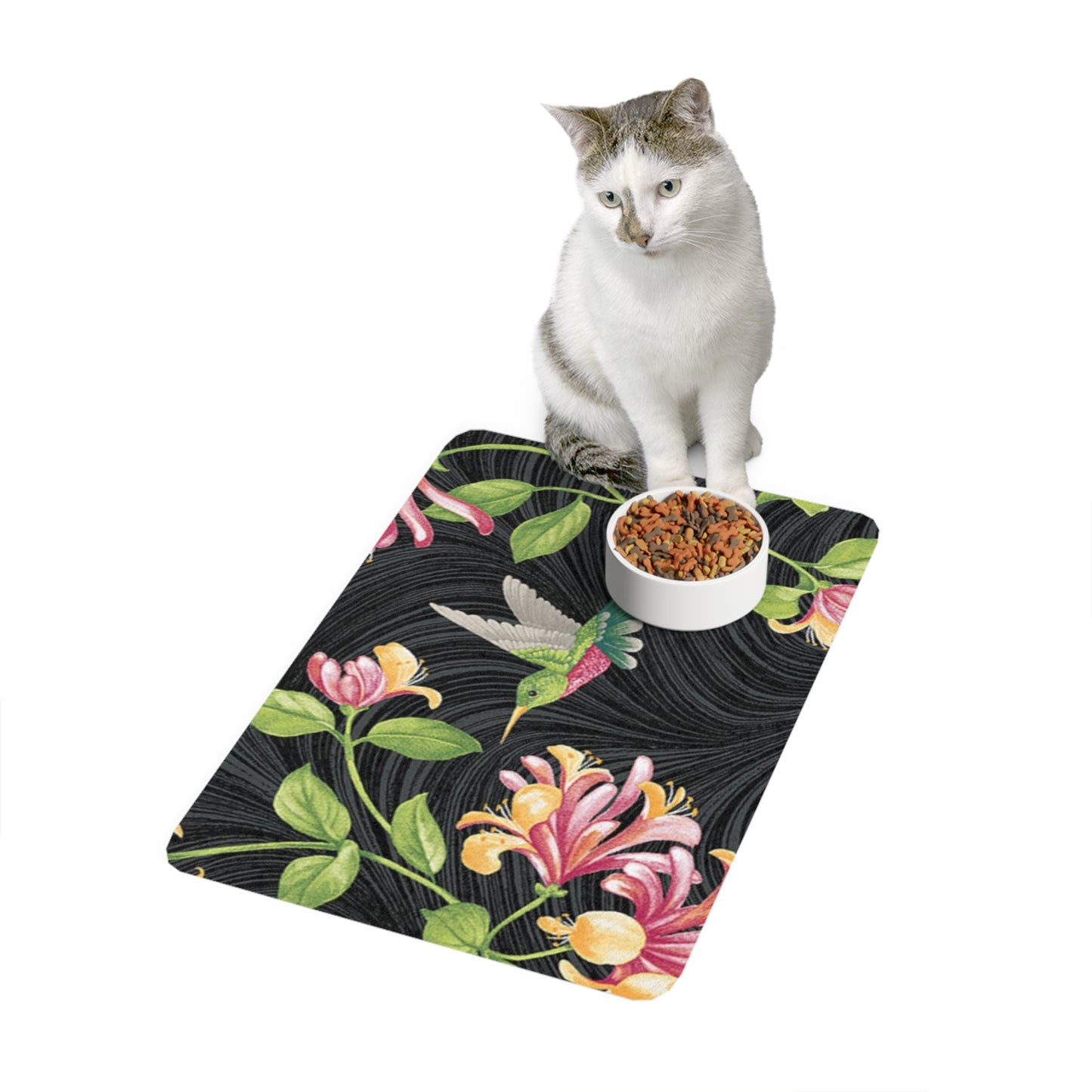 Pet Food Mat (12x18) Hummingbird Floral