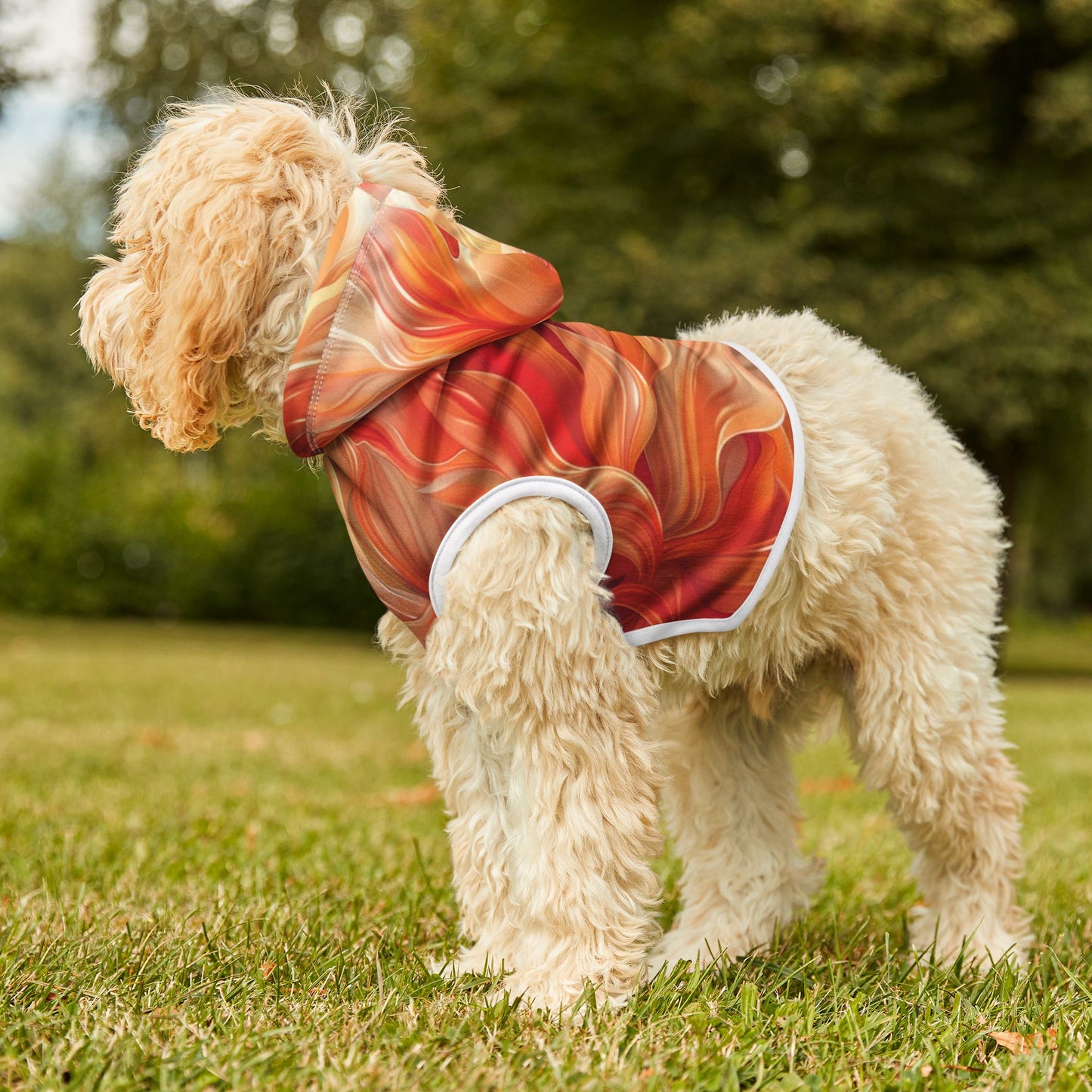 Pet Hoodie Orange Floral 2