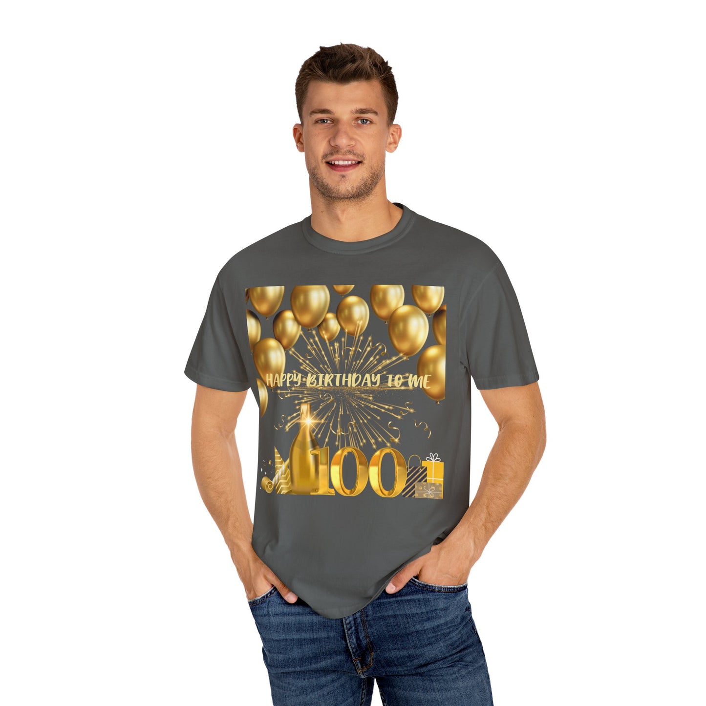 Happy Birthday 100 Unisex Garment-Dyed T-shirt