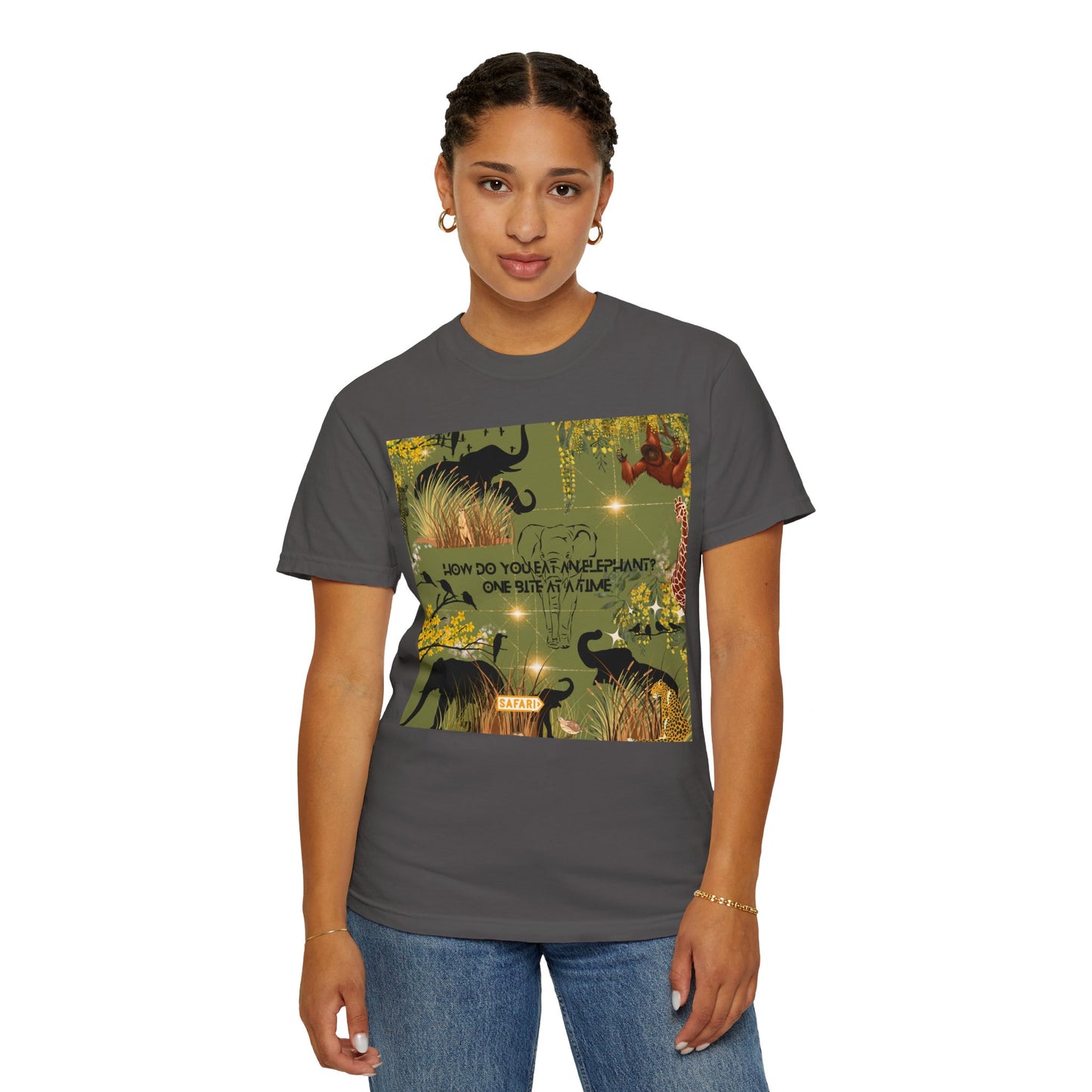 How Do You Eat An Elephant One Bite At A Time Unisex Garment-Dyed T-shirt