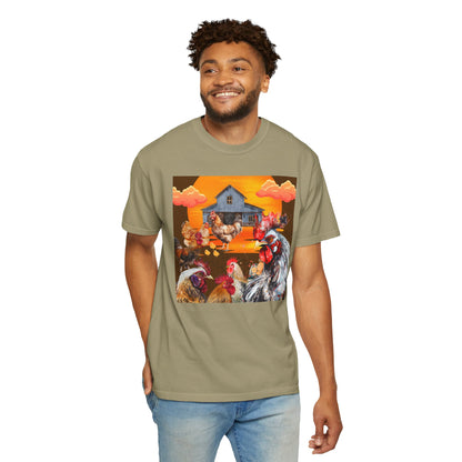 Chickens At Sunset Unisex Garment-Dyed T-shirt