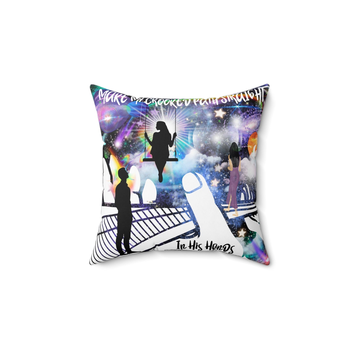 In His Hands Spun Polyester Square Pillow