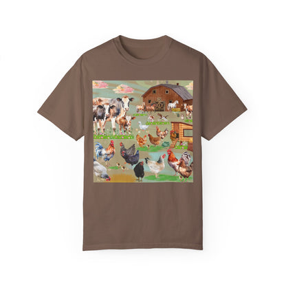 Springtime At The Barnyard Unisex Garment-Dyed T-shirt