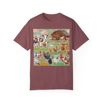 Springtime At The Barnyard Unisex Garment-Dyed T-shirt