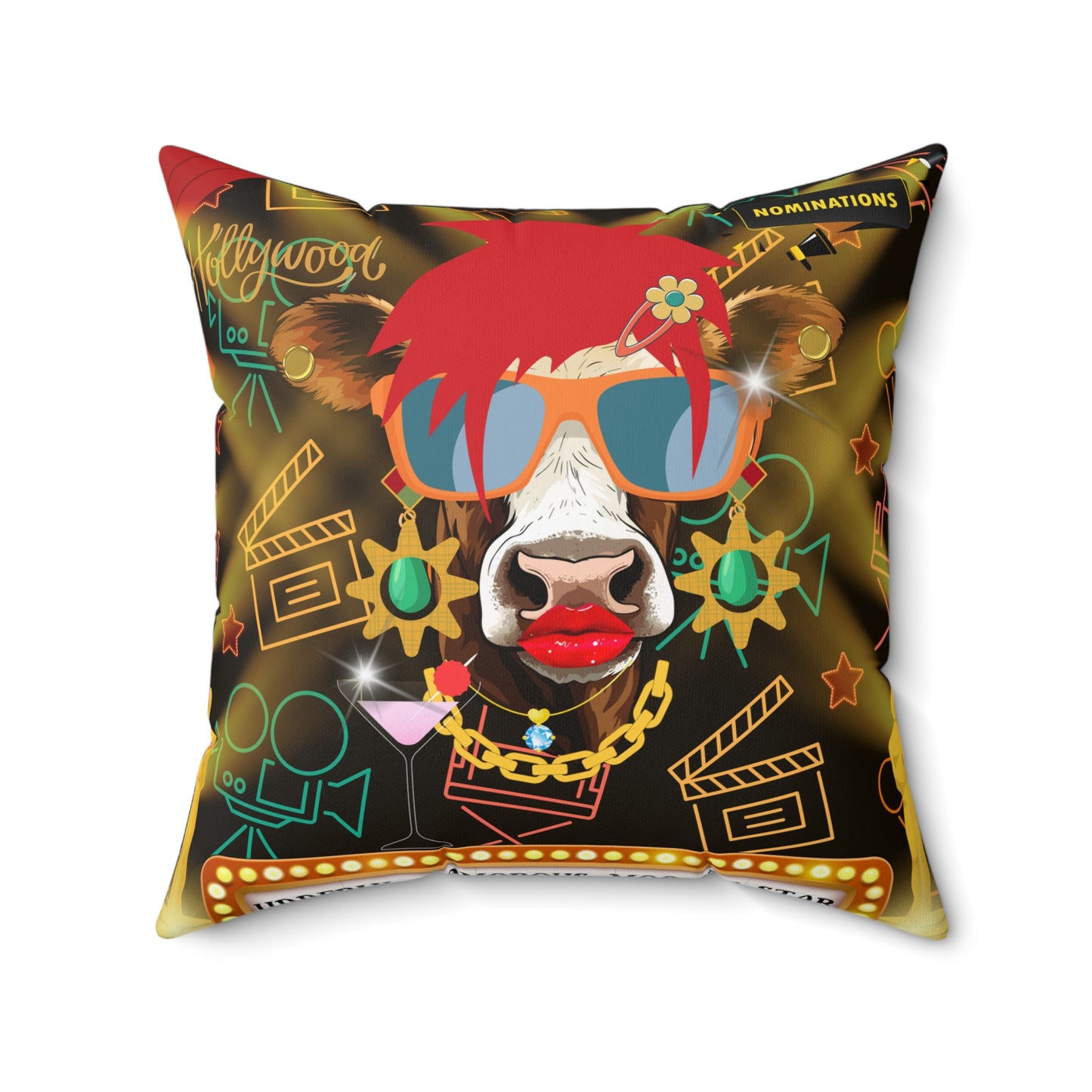 Moo-vie Star Spun Polyester Square Pillow