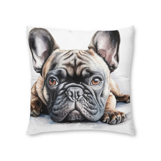 Tufted Floor Pillow, Square Frenchie 2