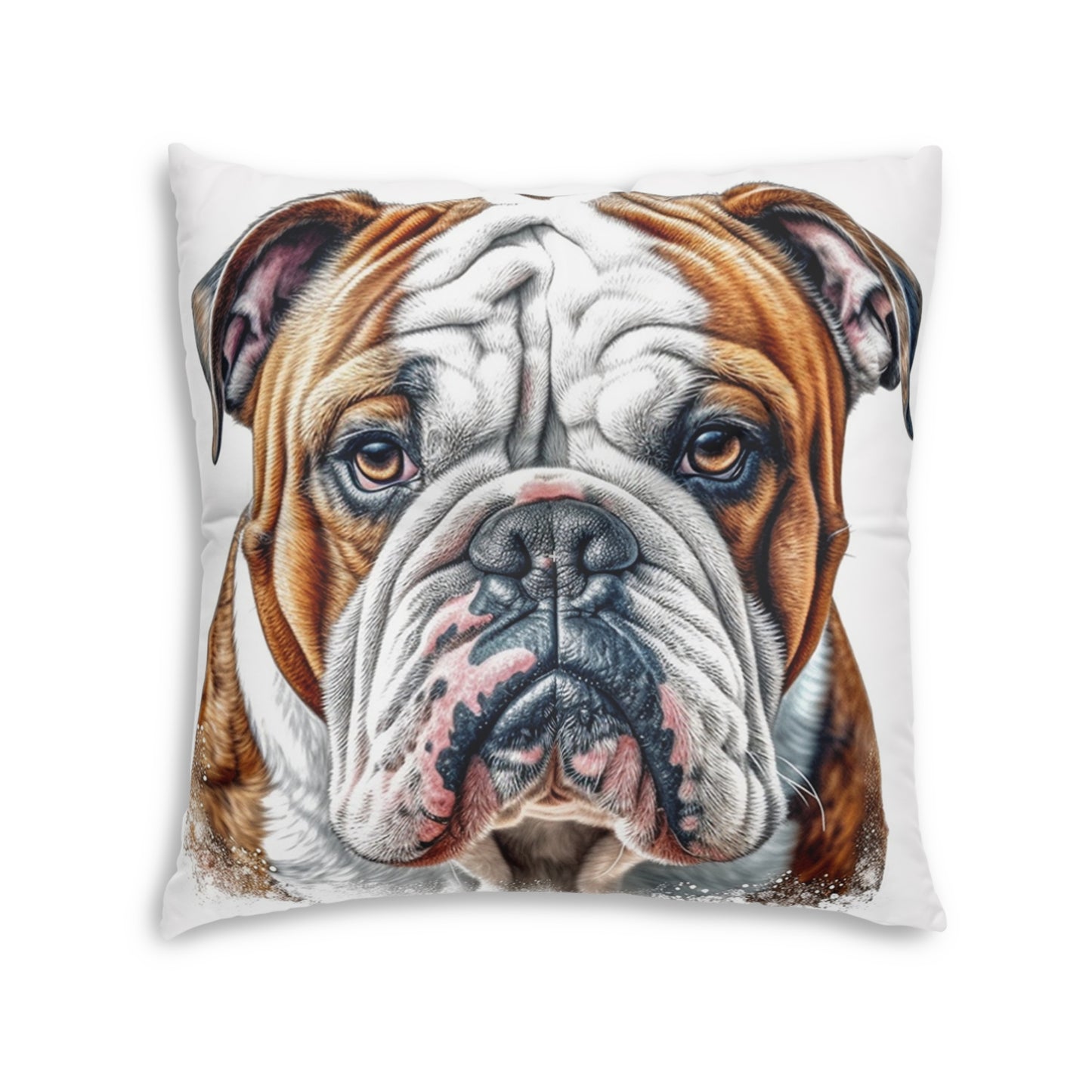 Tufted Floor Pillow, Square English Bulldog