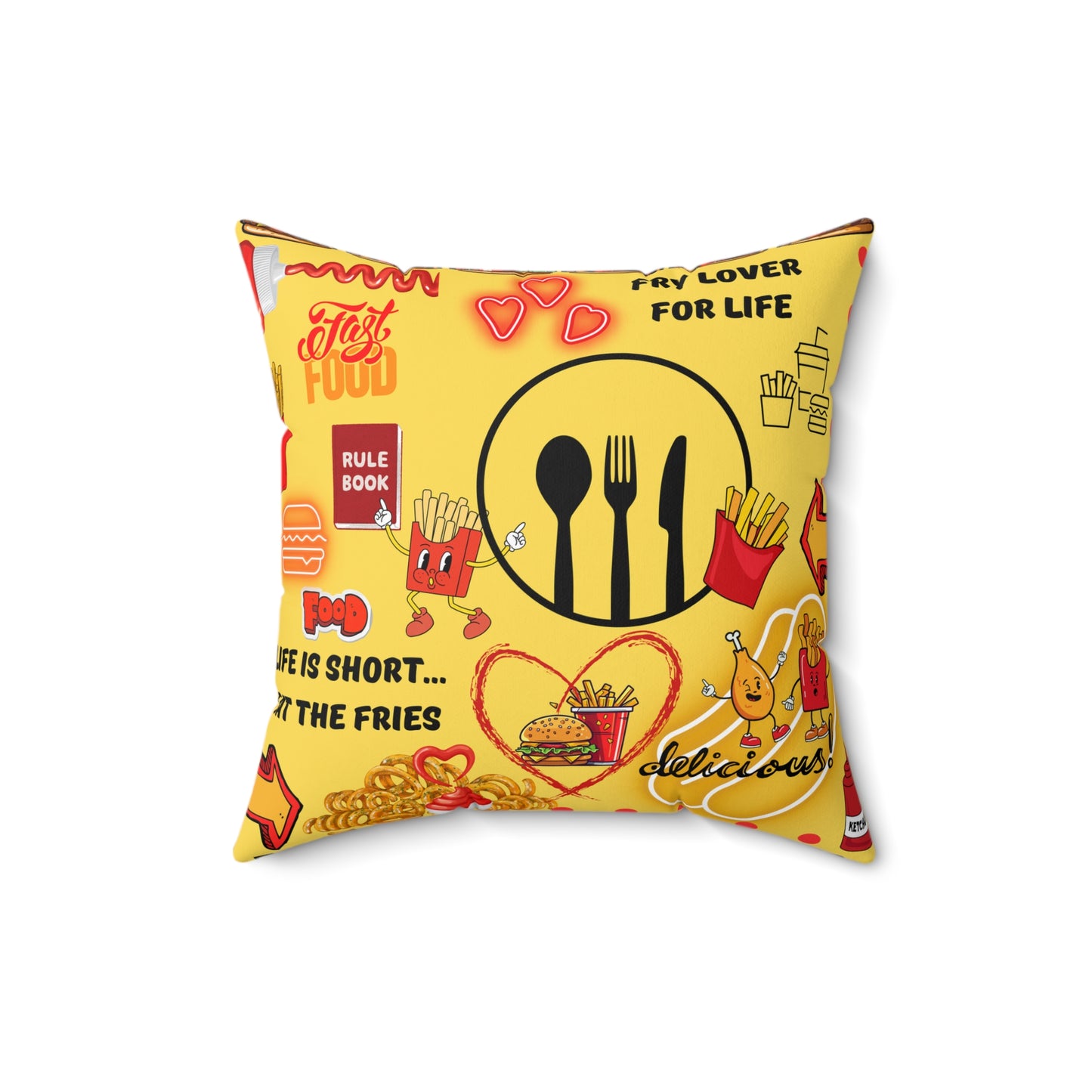 Eat The Fries Spun Polyester Square Pillow