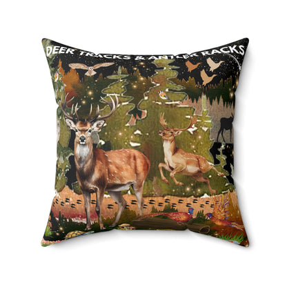 Deer Tracks & Antler Racks Spun Polyester Square Pillow