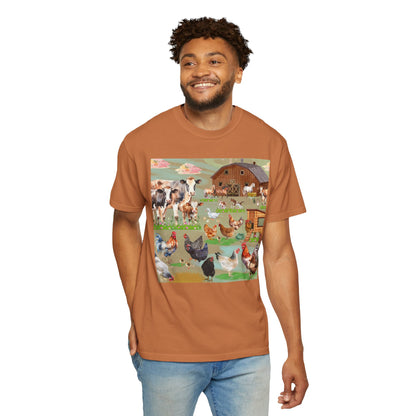 Springtime At The Barnyard Unisex Garment-Dyed T-shirt