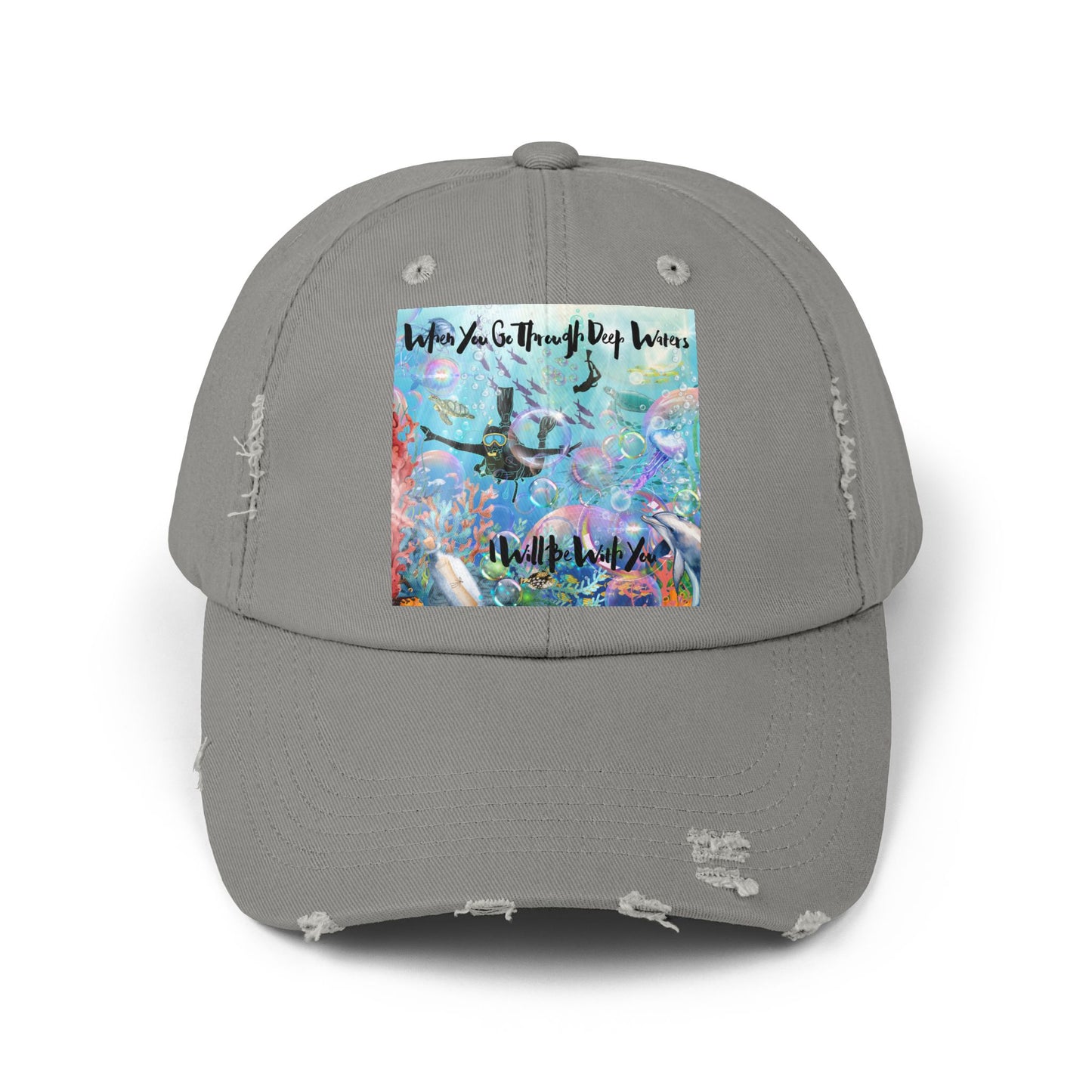 I Will Be With You Unisex Distressed Cap