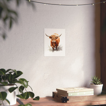 Highland Cow Walking Fine Art Posters