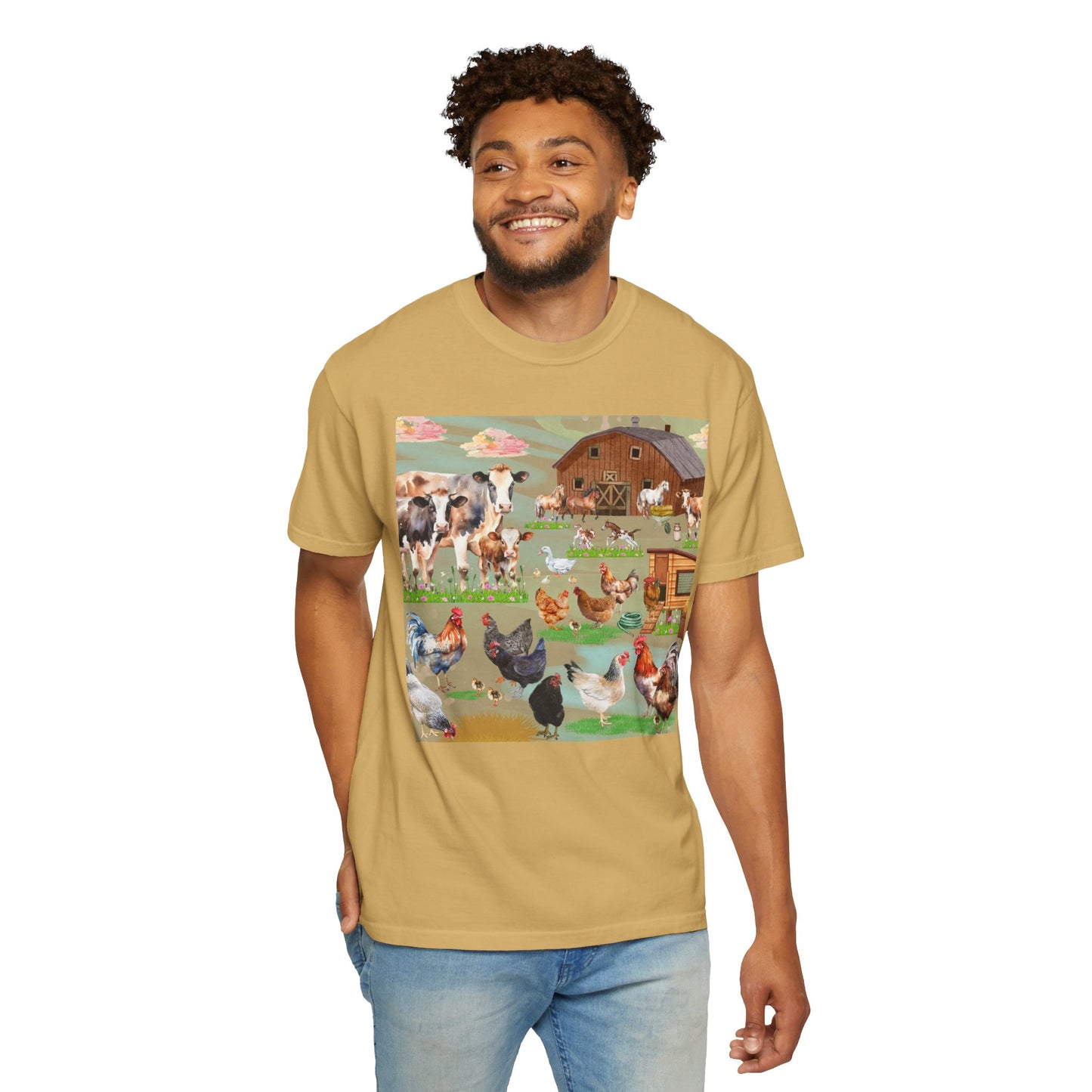 Springtime At The Barnyard Unisex Garment-Dyed T-shirt