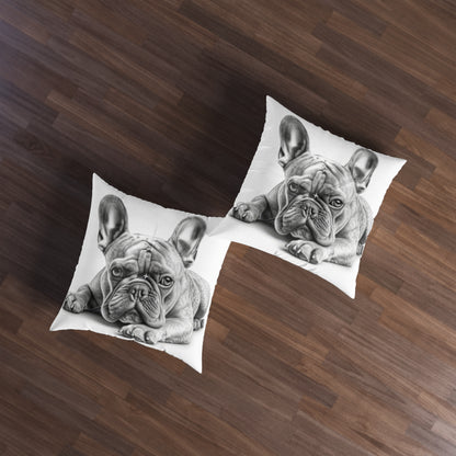Tufted Floor Pillow, Square Frenchie