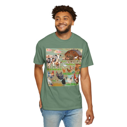 Springtime At The Barnyard Unisex Garment-Dyed T-shirt