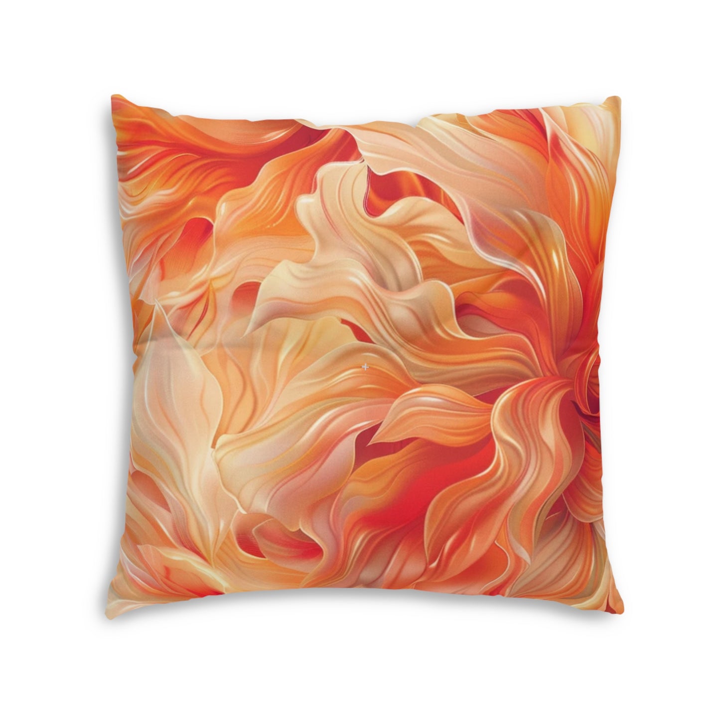 Orange Floral 2 Tufted Floor Pillow, Square