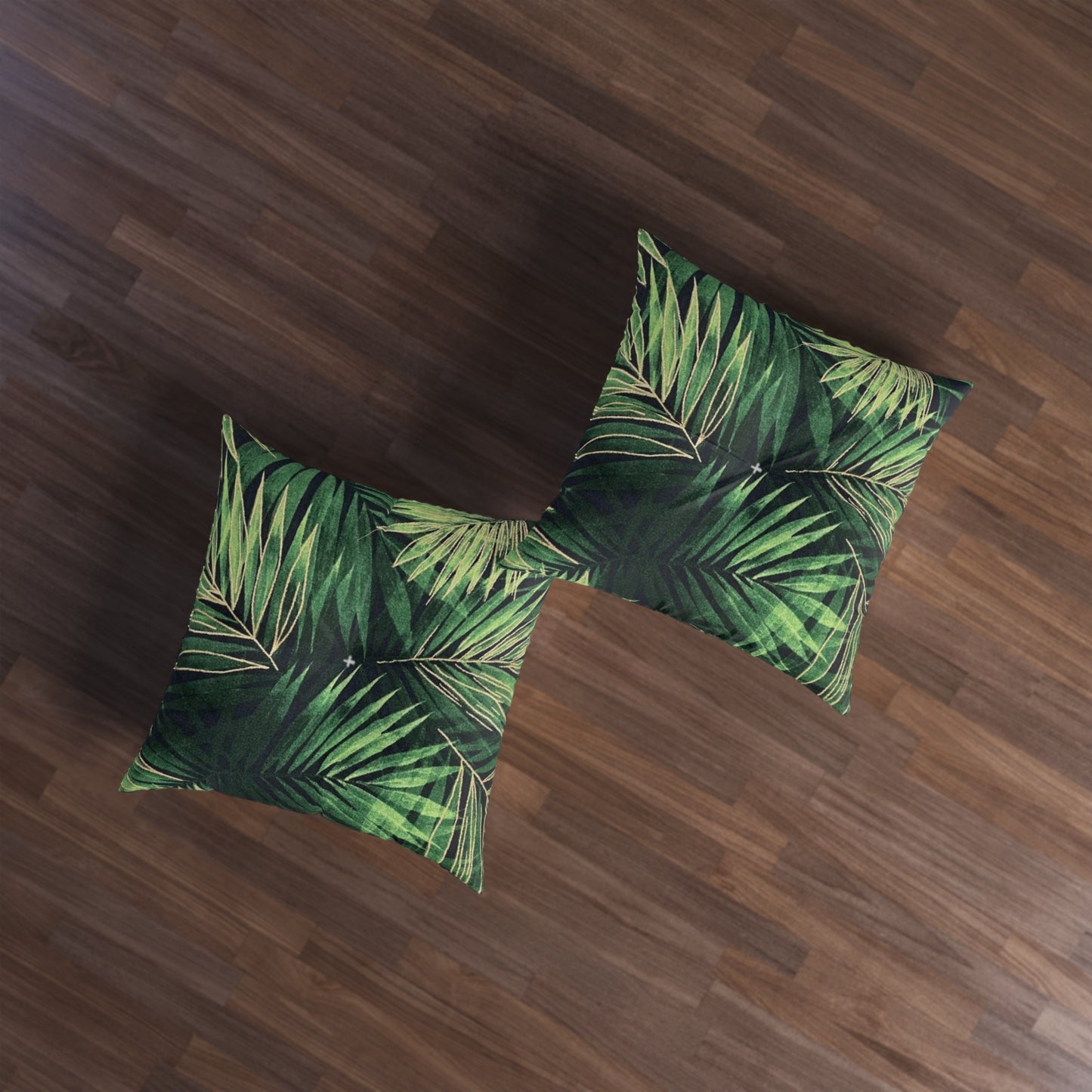 Tufted Floor Pillow, Square Palm Leaves