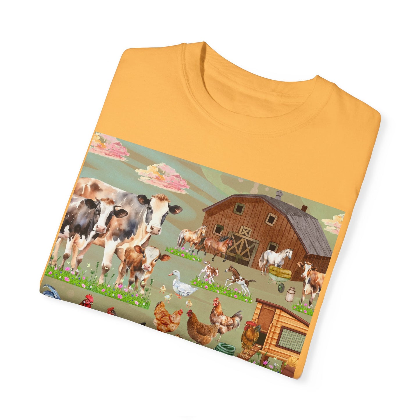 Springtime At The Barnyard Unisex Garment-Dyed T-shirt