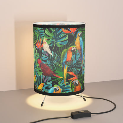 Birds In Paradise Tripod Lamp with High-Res Printed Shade, US\CA plug