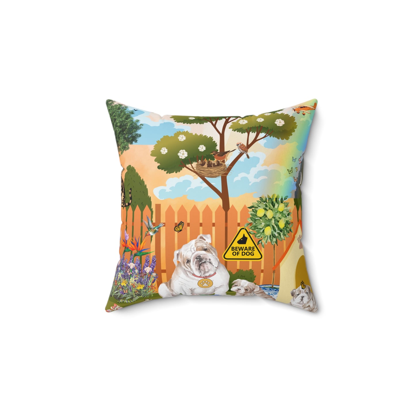 Backyard Bulldogs Spun Polyester Square Pillow