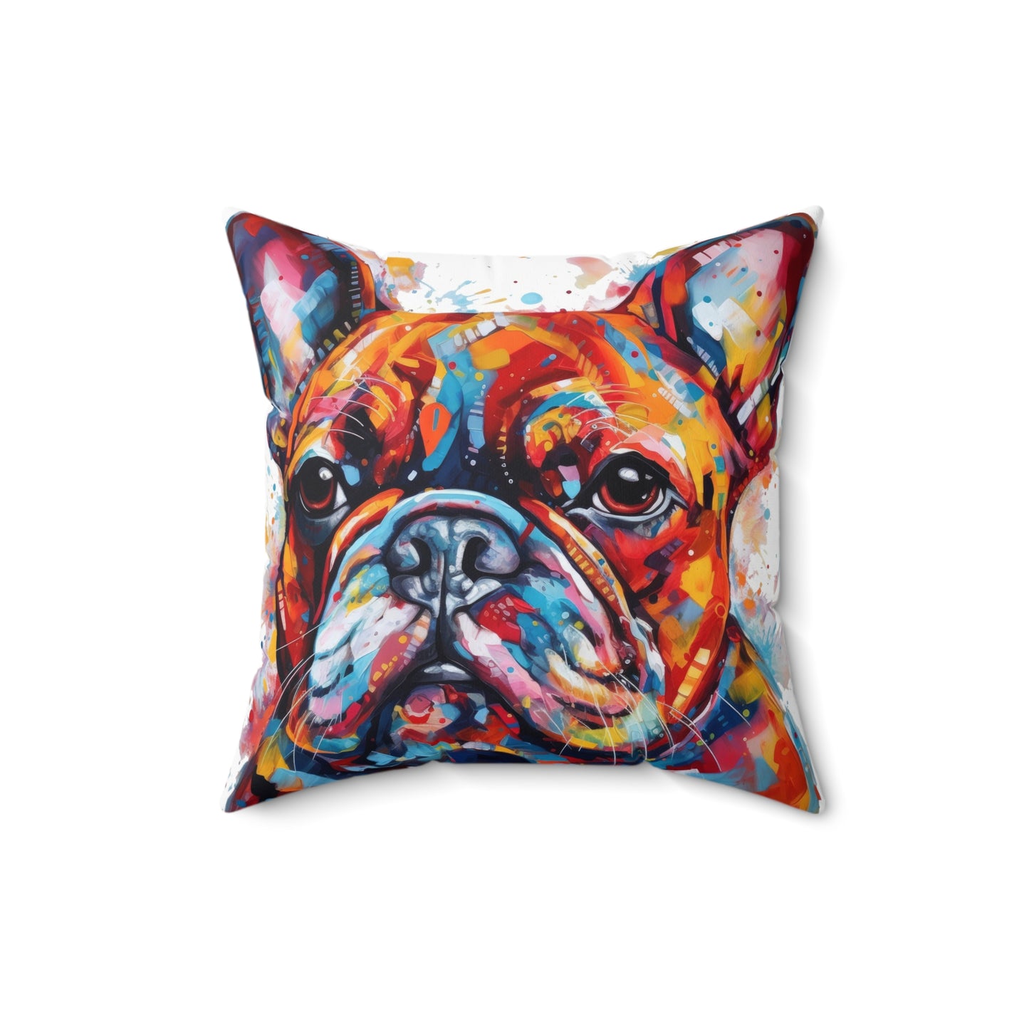 Frenchie In Color 5 Spun Polyester Square Pillow