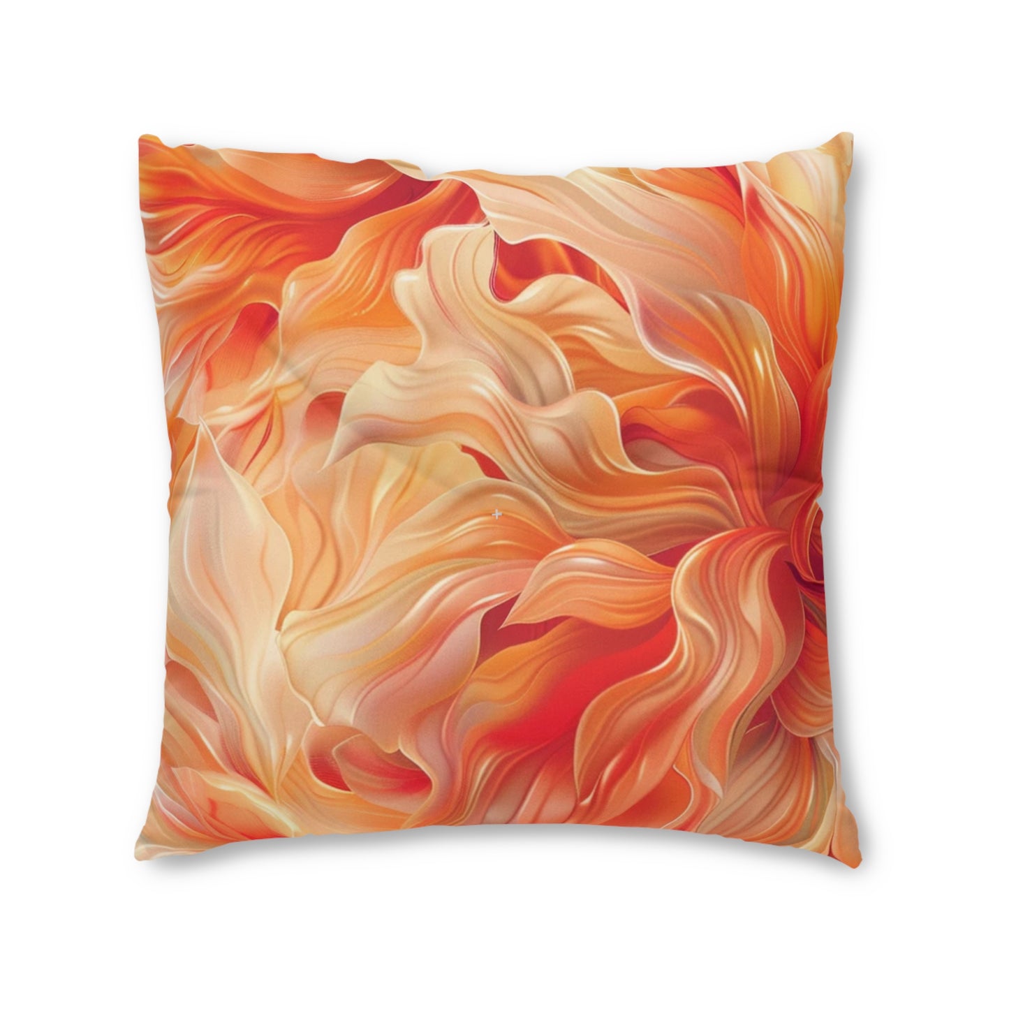 Orange Floral 2 Tufted Floor Pillow, Square