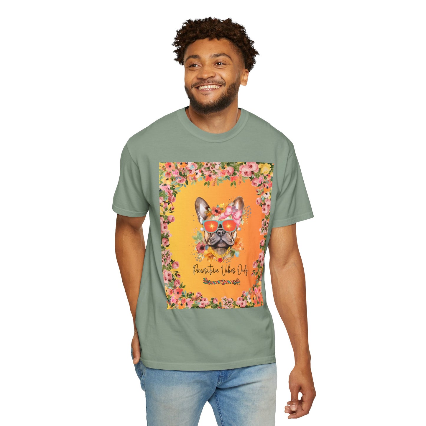 Pawsitive Vibes Only Unisex Garment-Dyed T-shirt