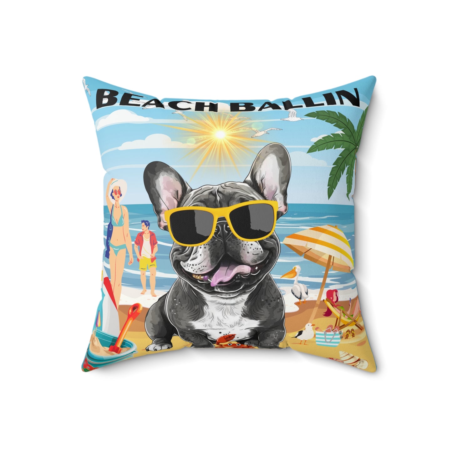 Beach Ballin Spun Polyester Square Pillow