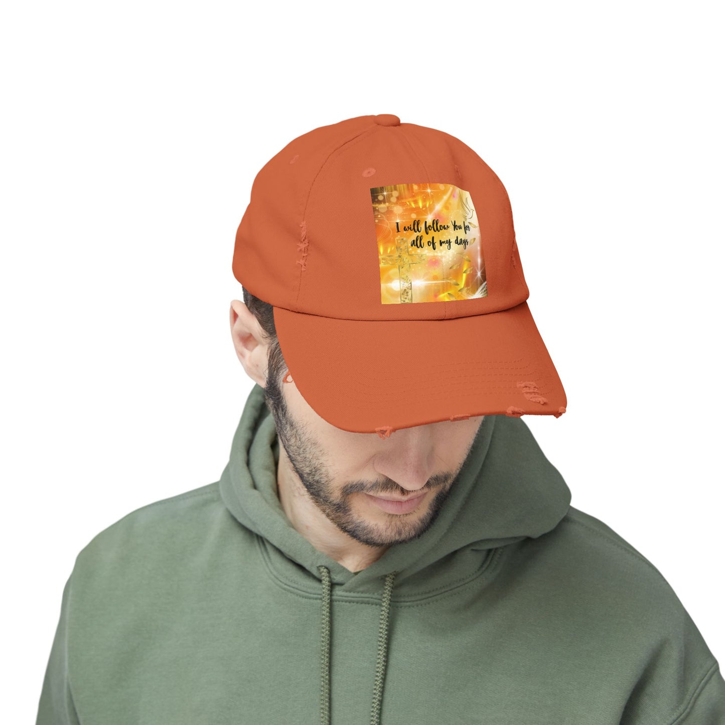 I Will Follow You Unisex Distressed Cap