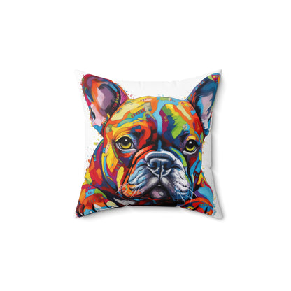 Frenchie In Color 3 Spun Polyester Square Pillow