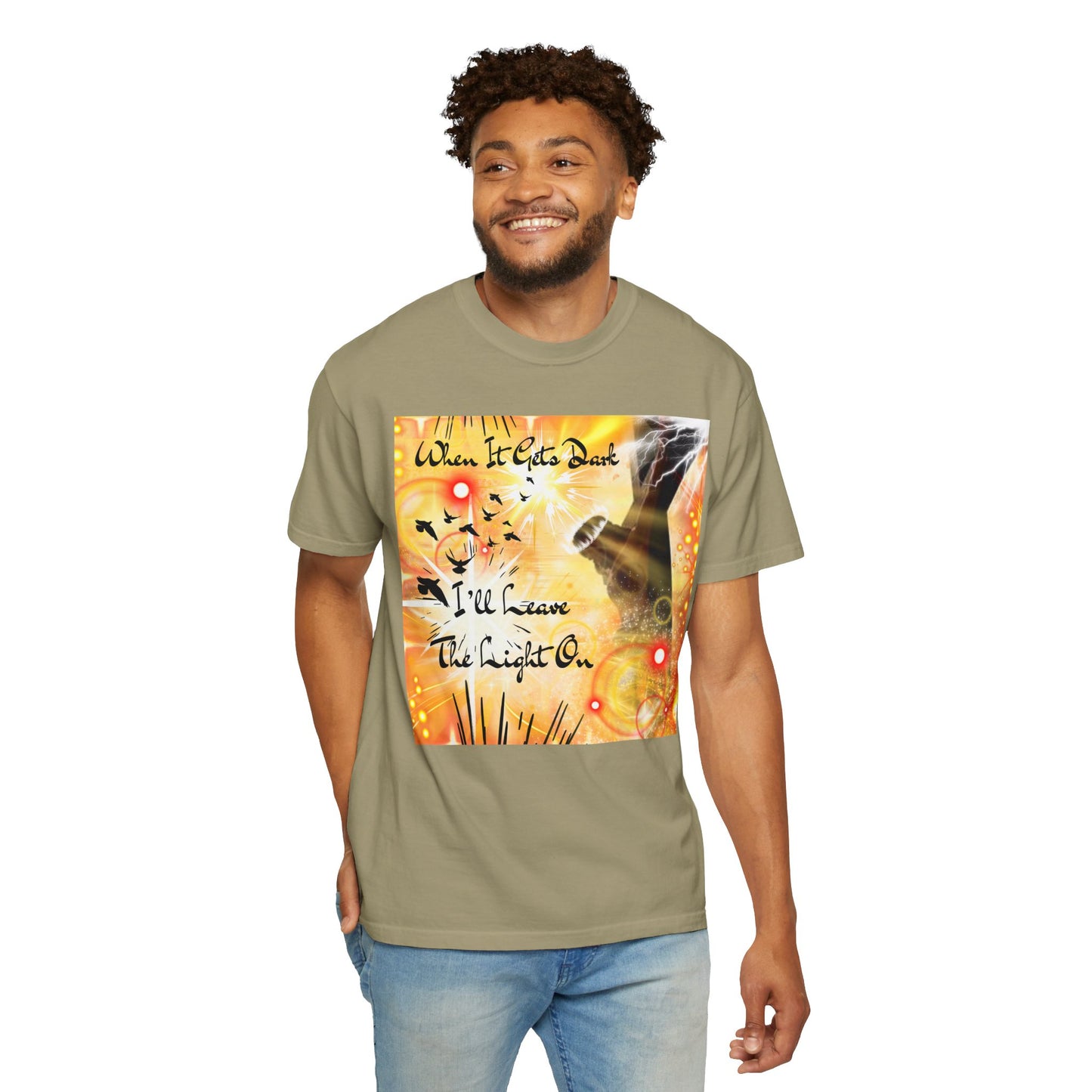 Leave The Light On Unisex Garment-Dyed T-shirt