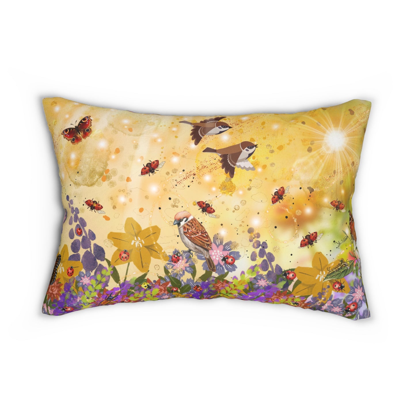 Ladybug Garden Spun Polyester Lumbar Pillow