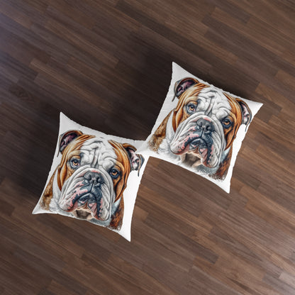 Tufted Floor Pillow, Square English Bulldog