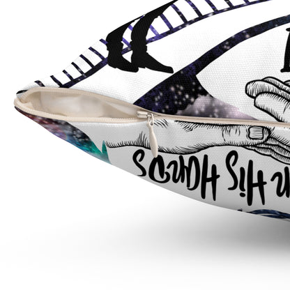 In His Hands Spun Polyester Square Pillow