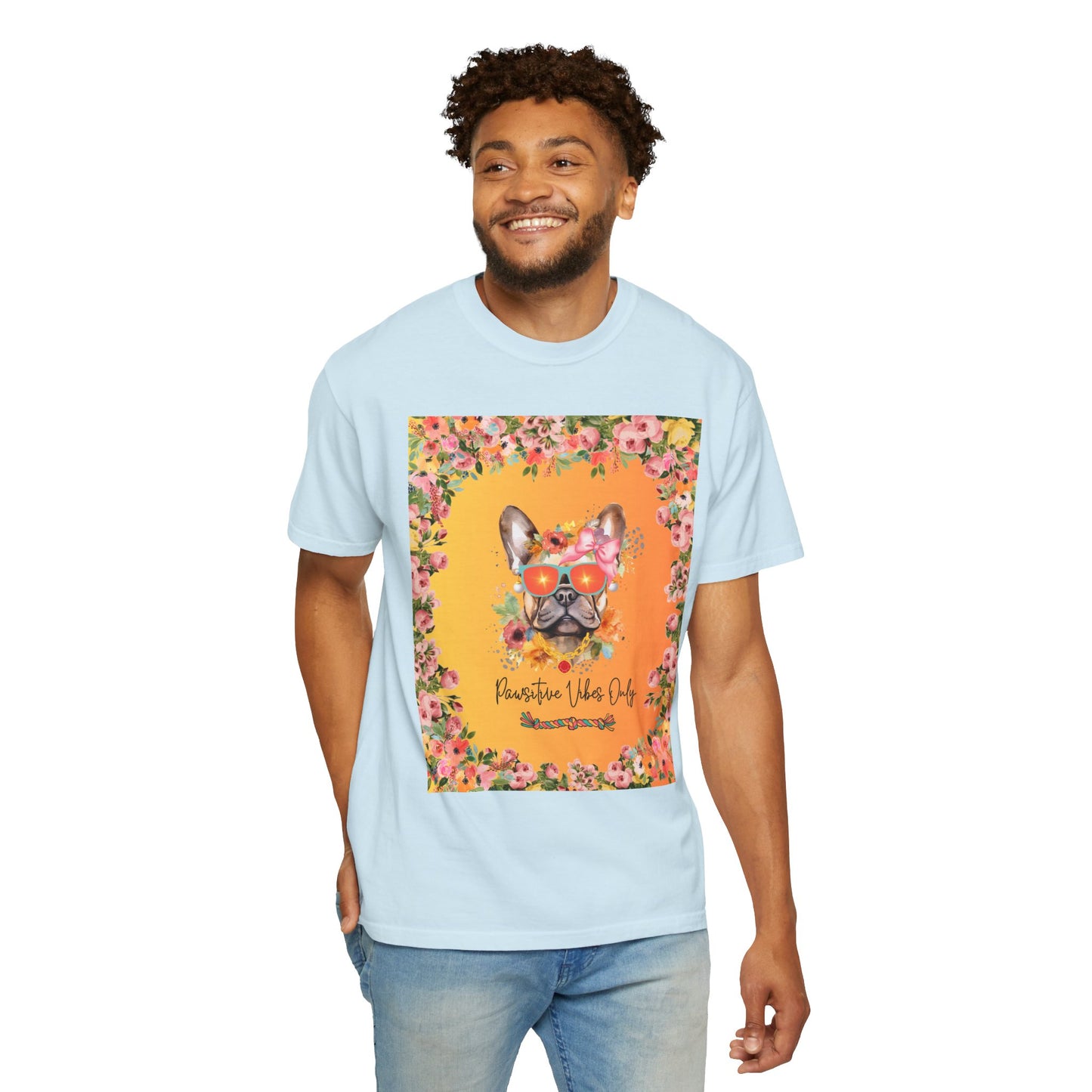 Pawsitive Vibes Only Unisex Garment-Dyed T-shirt