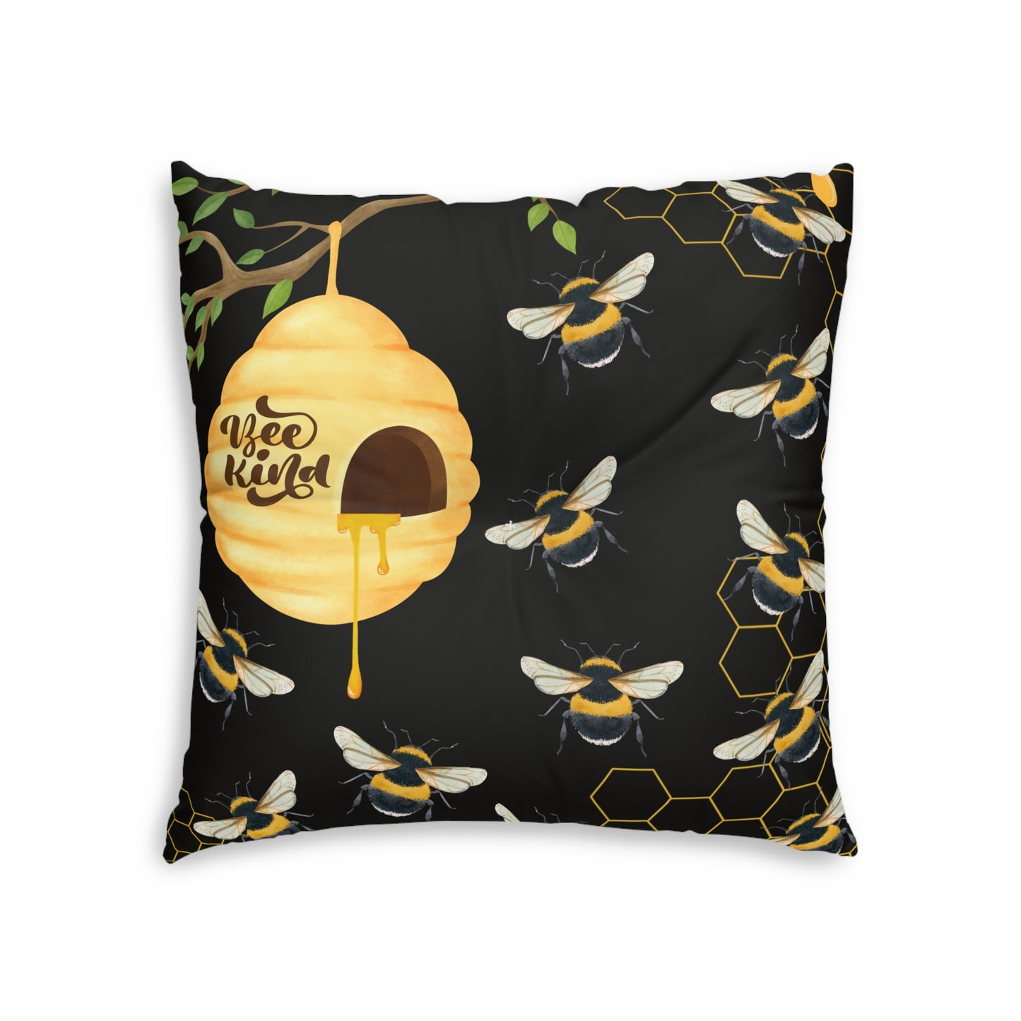 Bee Kind Tufted Floor Pillow, Square