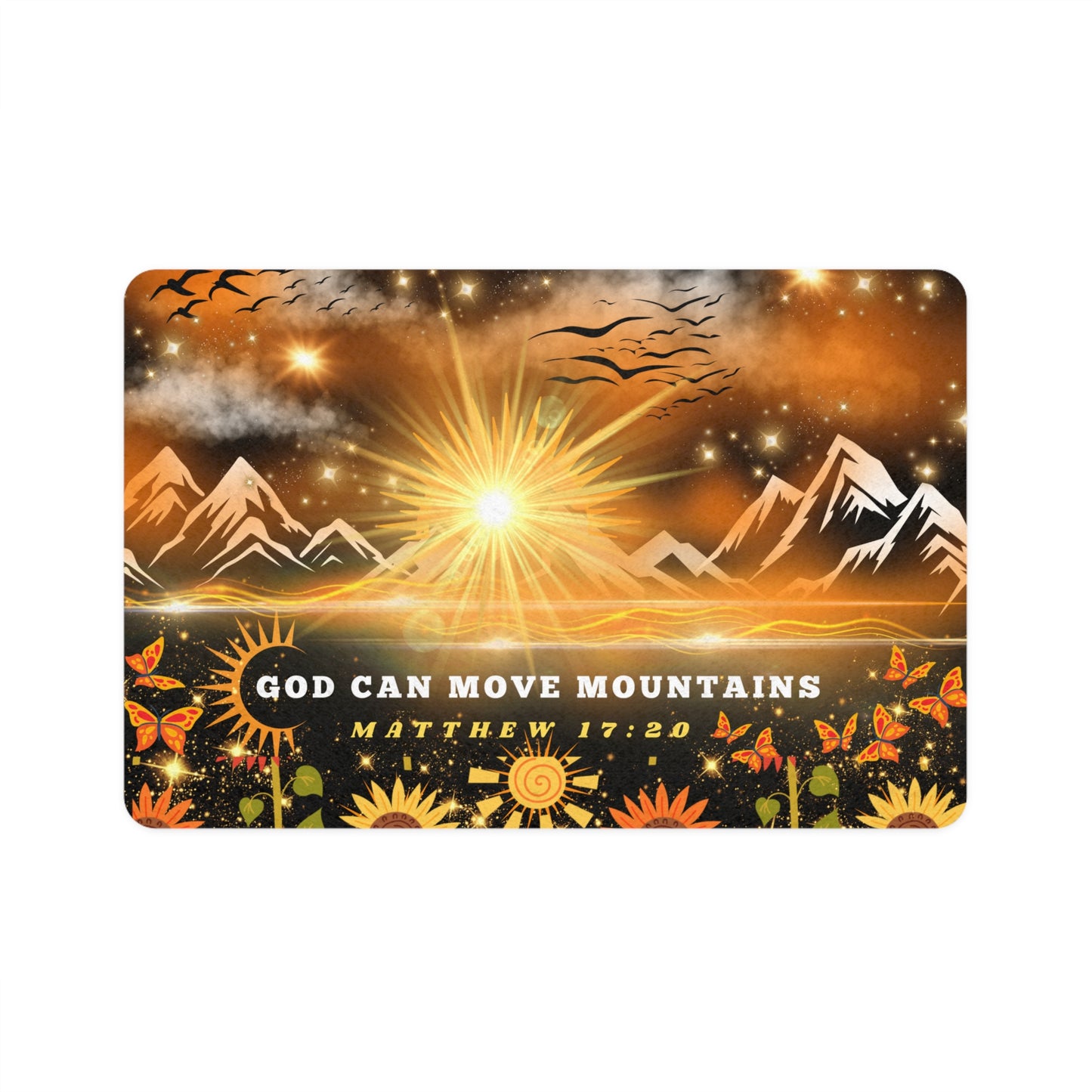 Pet Food Mat (12x18) God Can Move Mountain